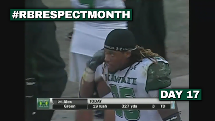 RB Respect Month Vol. 2, Day 17: Hawaii's Alex Green produces the most random 300-yard game of all-time (2010)